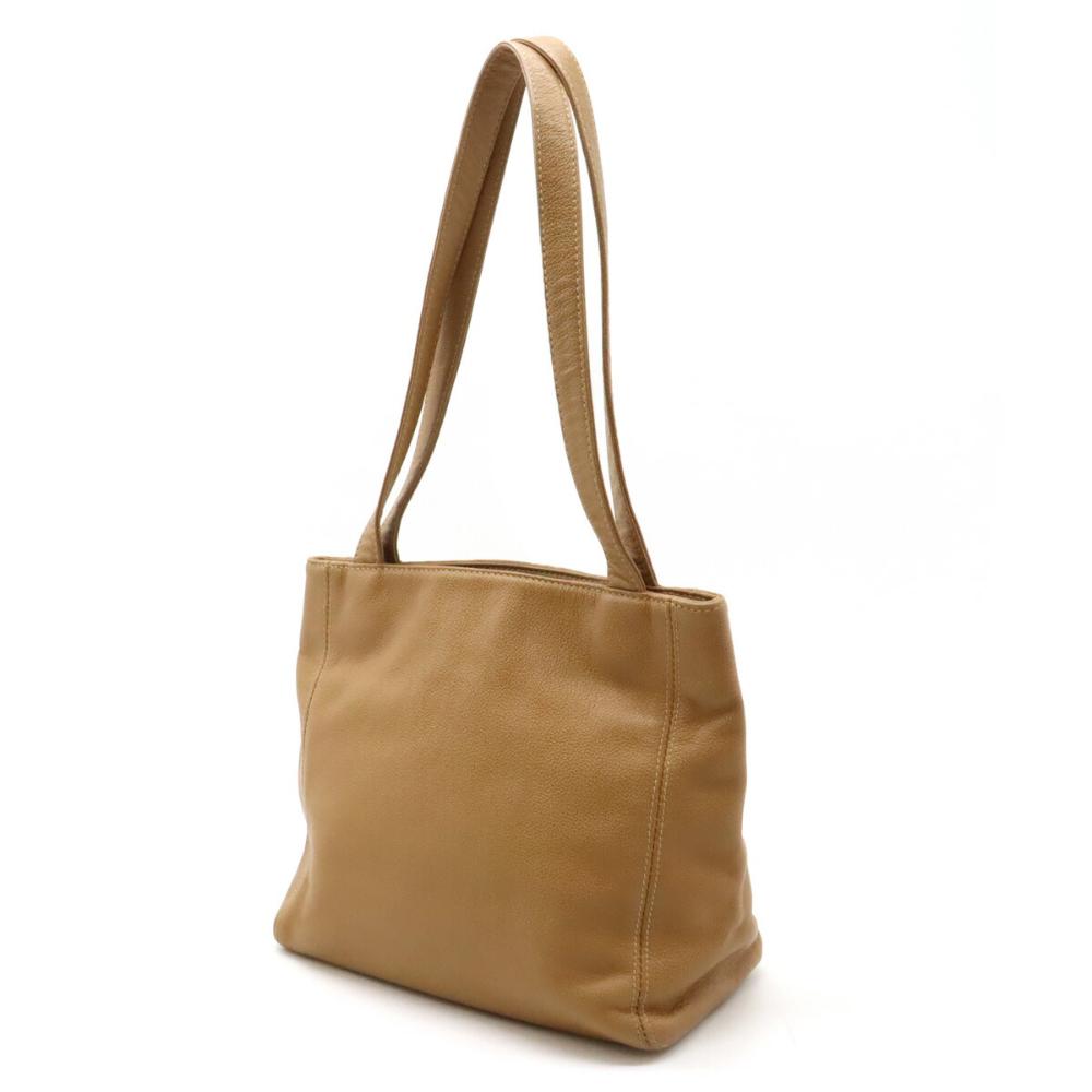 Beige Leather Chanel Shoulder Bag