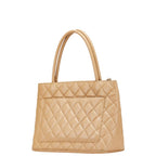 Beige Leather Chanel Tote