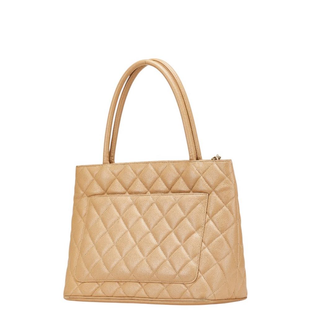 Beige Leather Chanel Tote