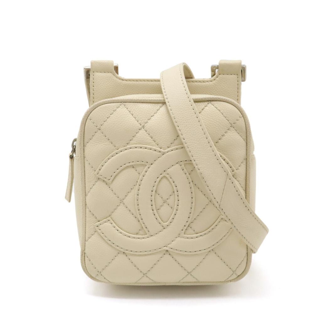 Beige Leather Chanel Crossbody Bag