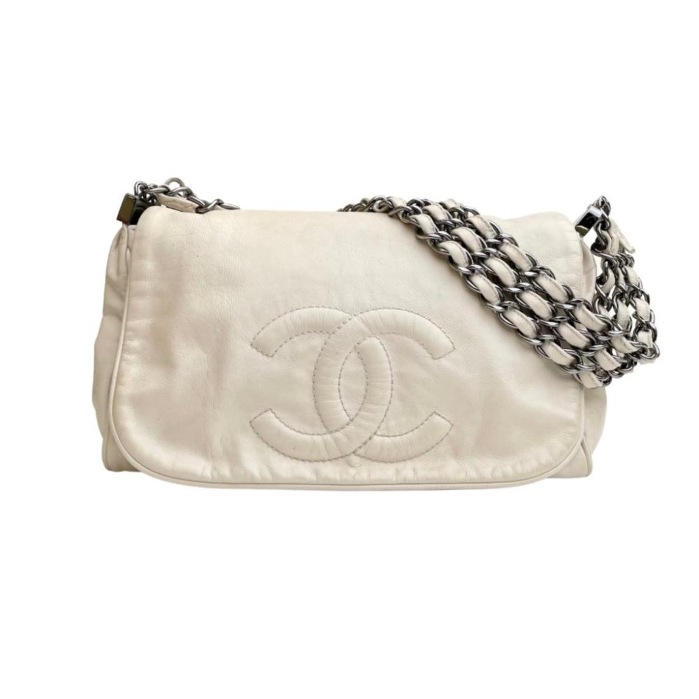 Beige Leather Chanel Flap Bag