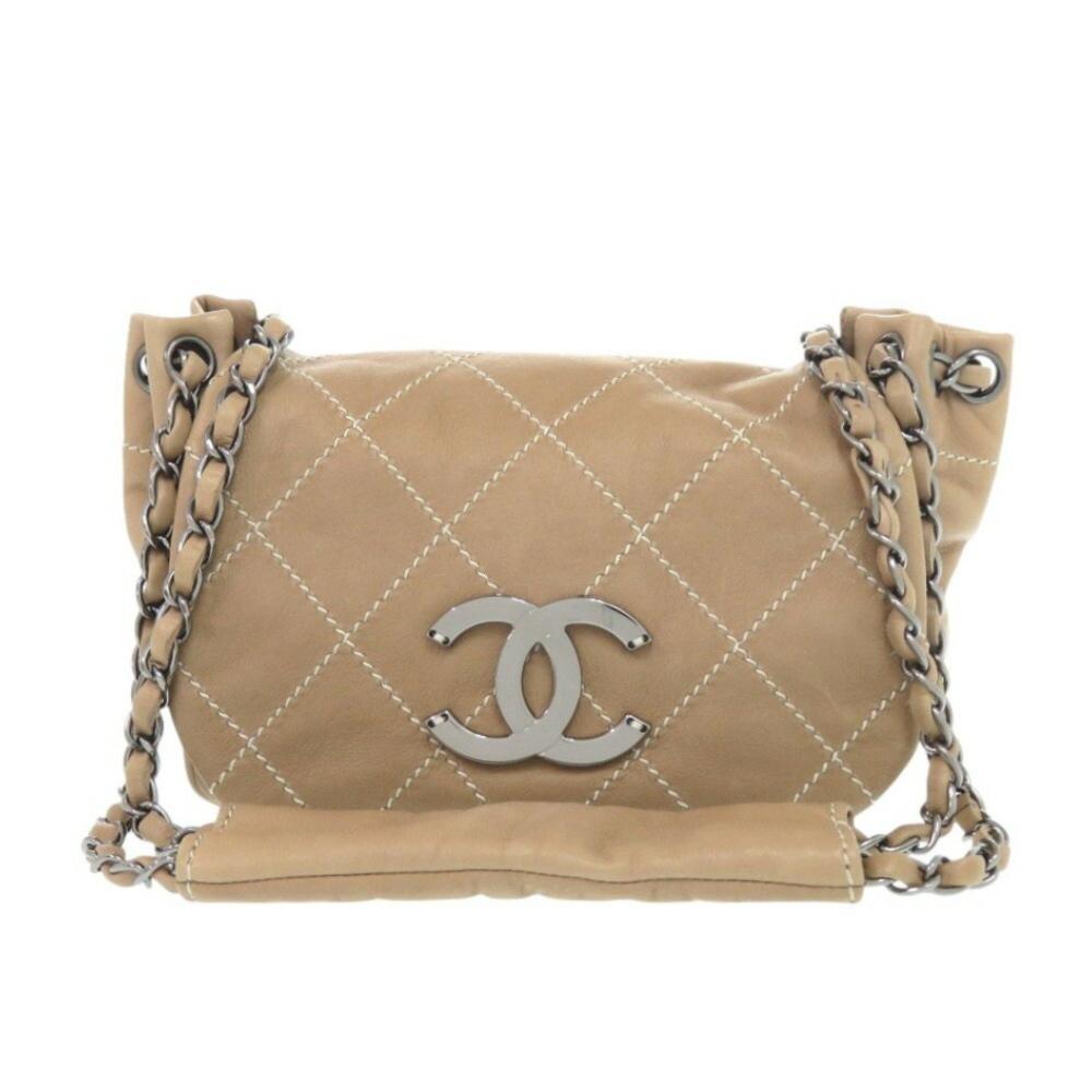 Beige Leather Chanel Shoulder Bag