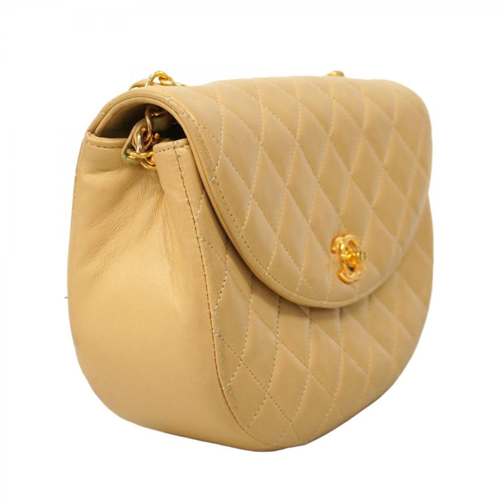 Beige Leather Chanel Shoulder Bag