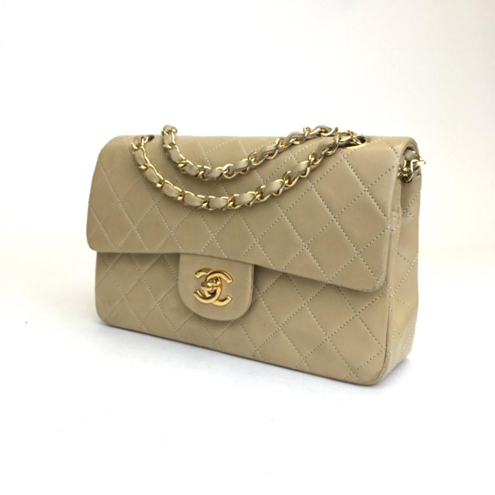 Beige Leather Chanel Flap Bag
