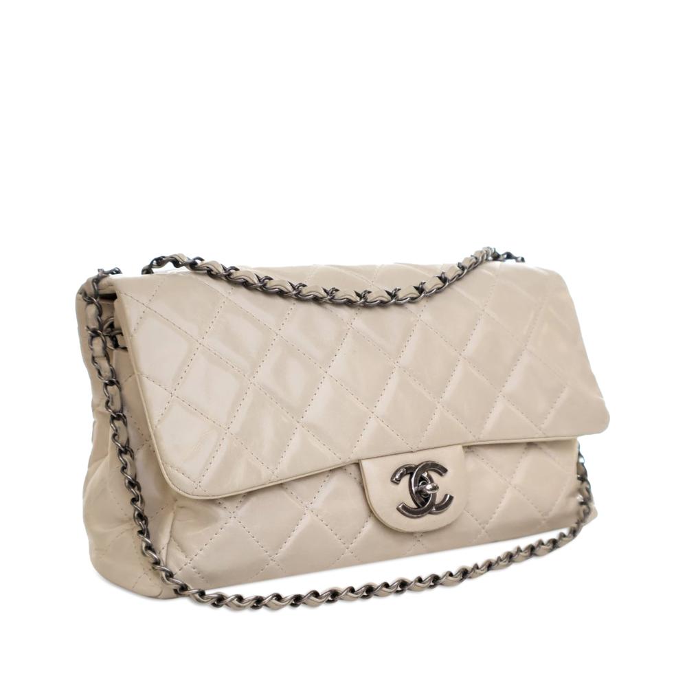 Beige Leather Chanel Flap Bag