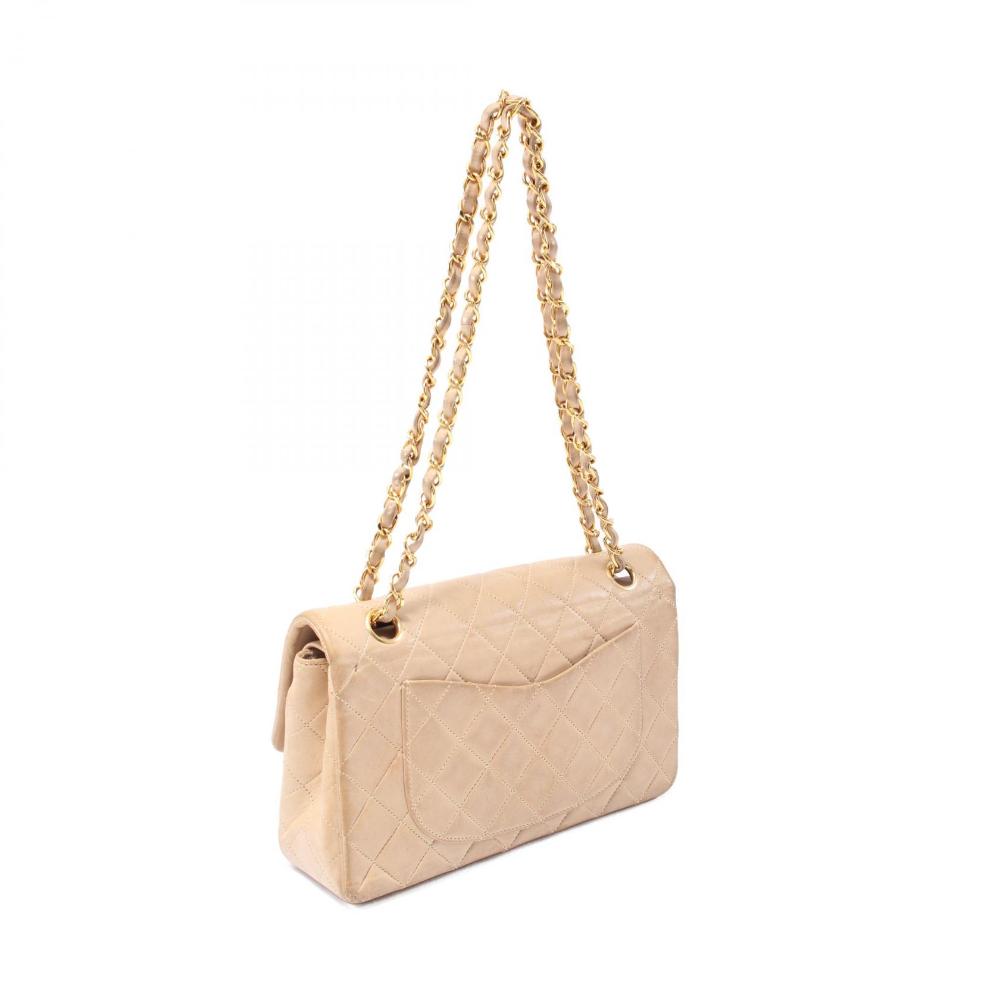 Beige Leather Chanel Flap Bag