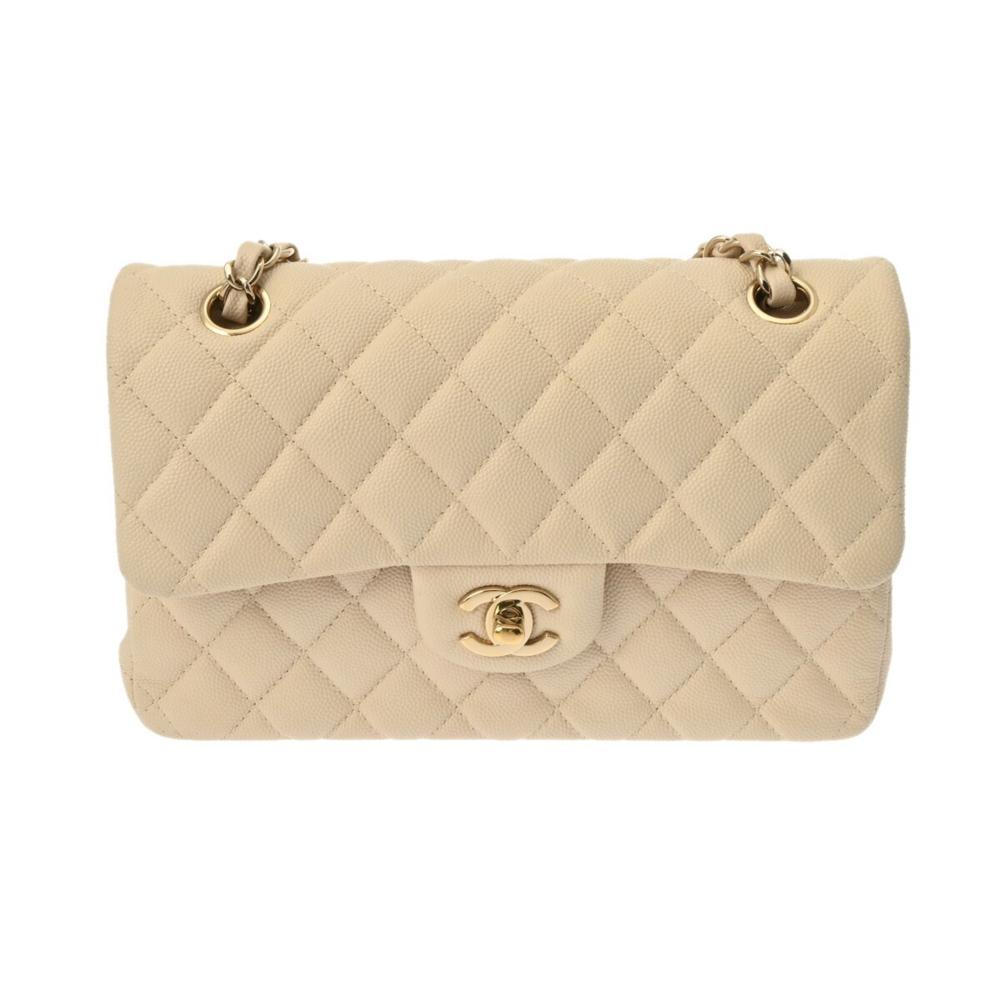 Beige Leather Chanel Flap Bag