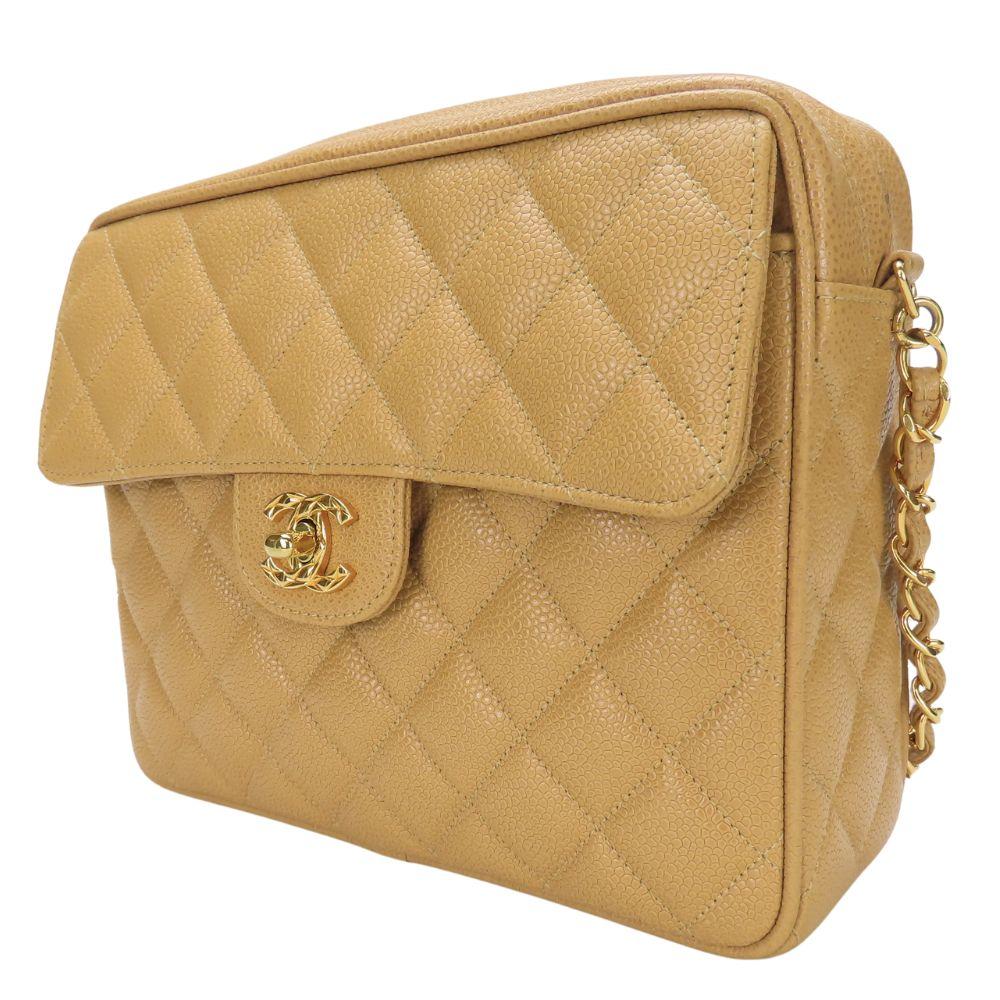 Beige Leather Chanel Shoulder Bag