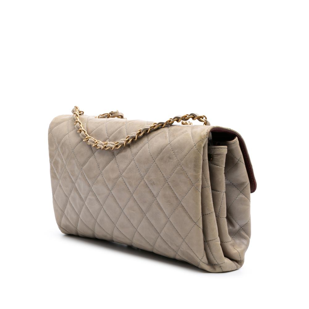 Beige Leather Chanel Flap Bag