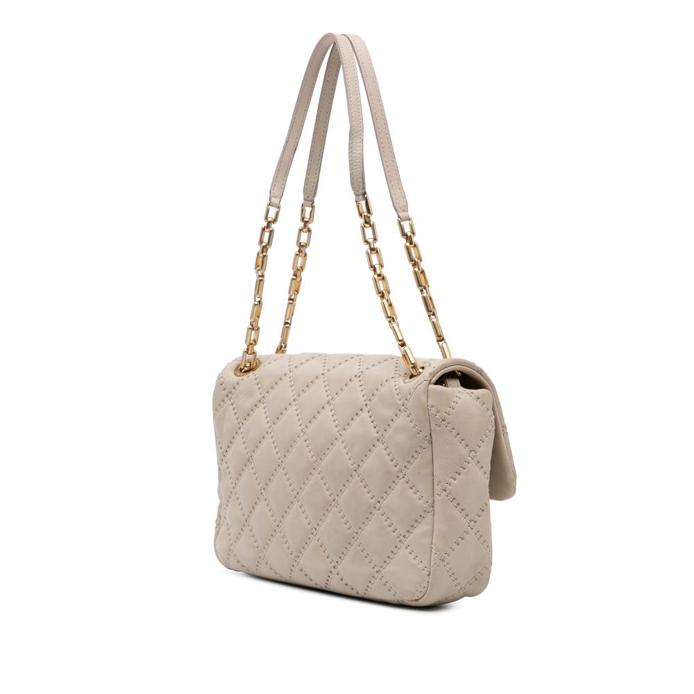Beige Leather Chanel Flap Bag