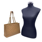 Beige Leather Chanel Tote