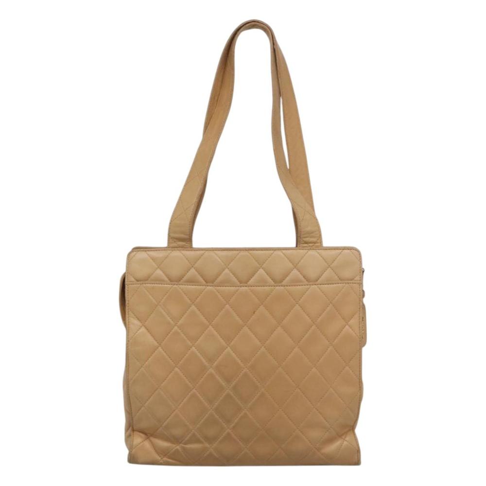 Beige Leather Chanel Shoulder Bag
