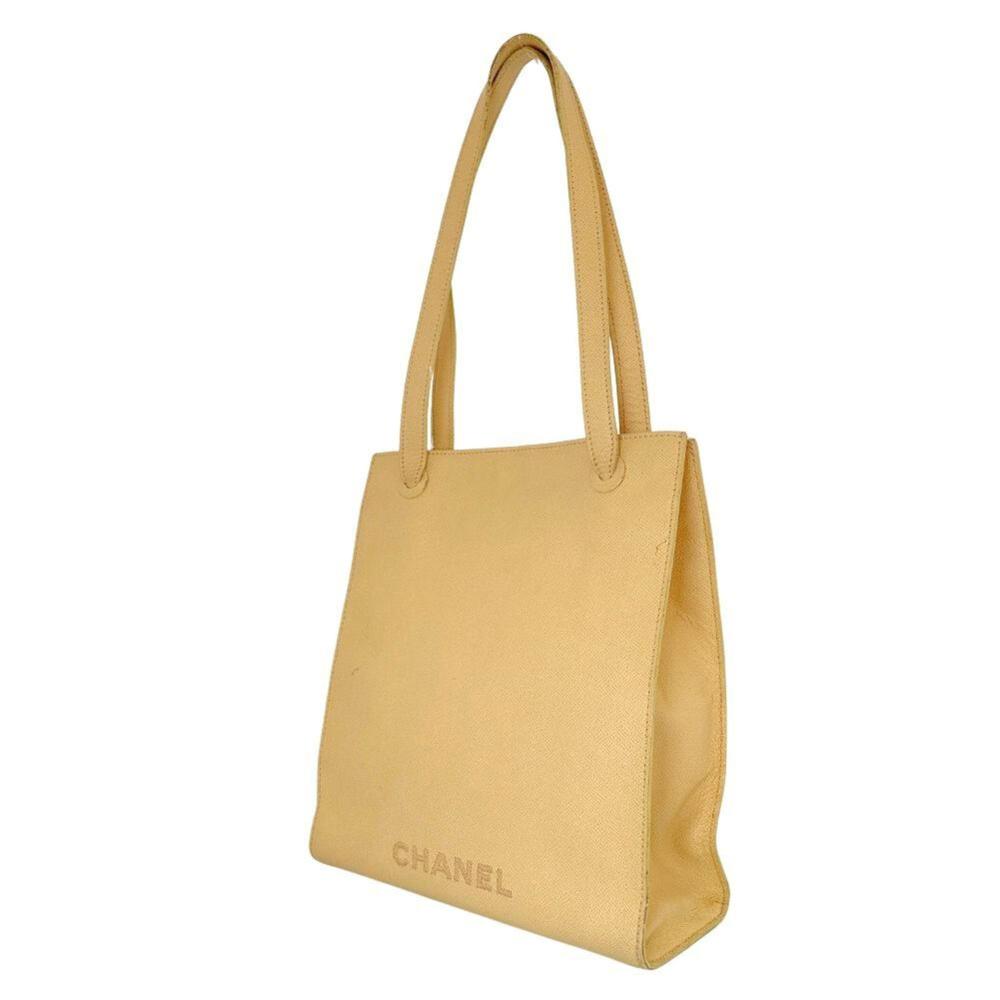 Beige Leather Chanel Shoulder Bag