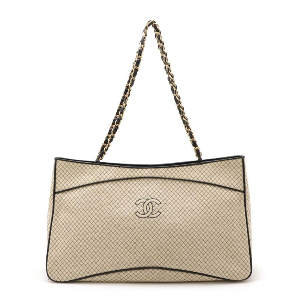 Beige Leather Chanel Tote