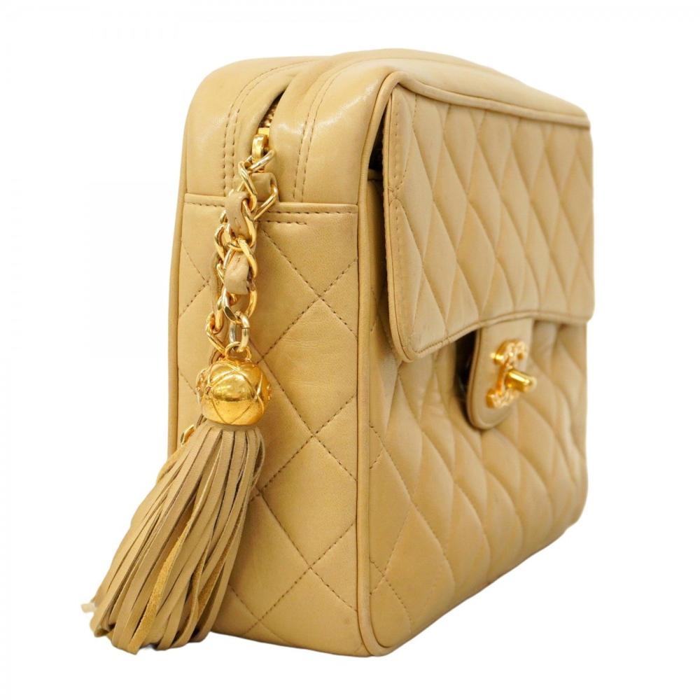 Beige Leather Chanel Shoulder Bag
