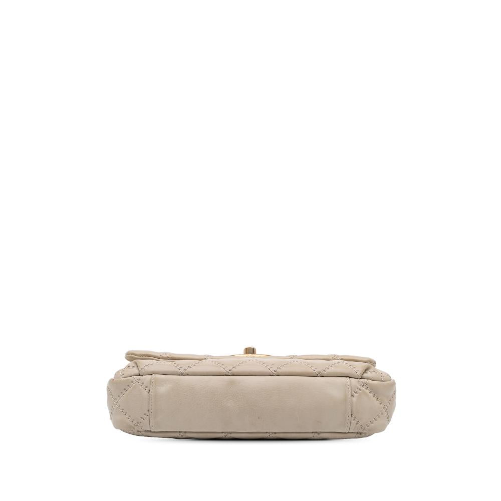 Beige Leather Chanel Flap Bag