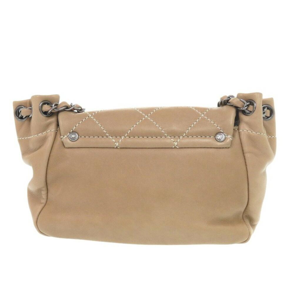 Beige Leather Chanel Shoulder Bag