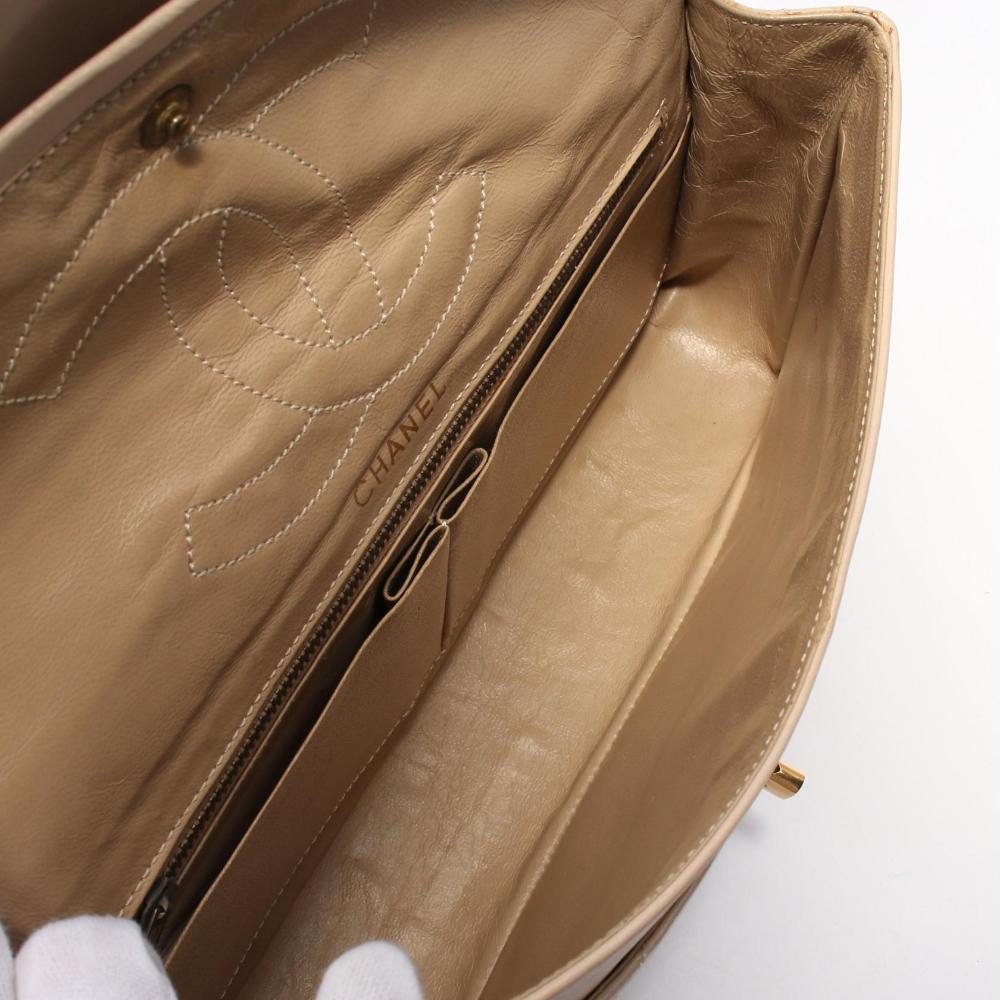 Beige Leather Chanel Flap Bag