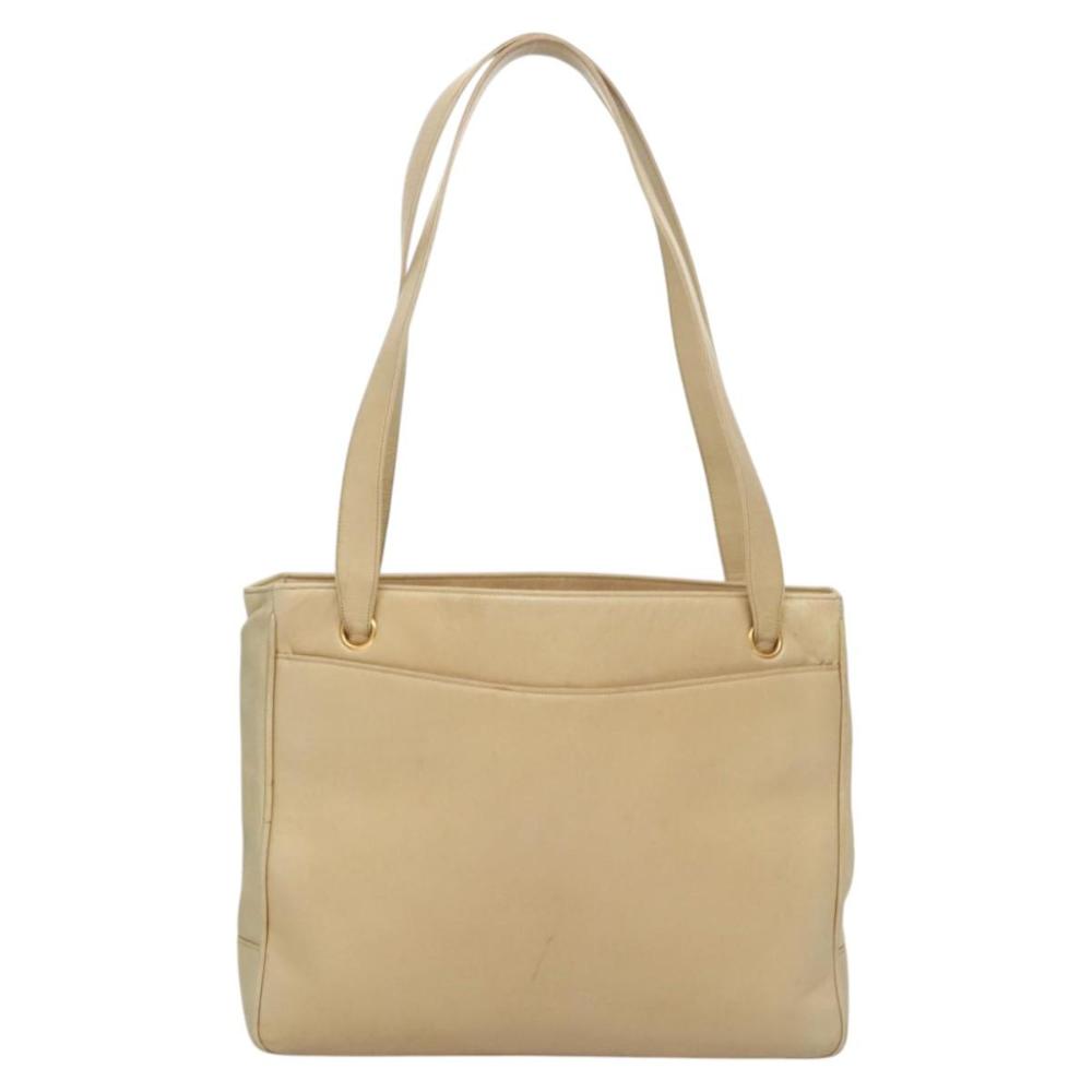 Beige Leather Chanel Shoulder Bag