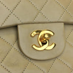 Beige Leather Chanel Flap Bag