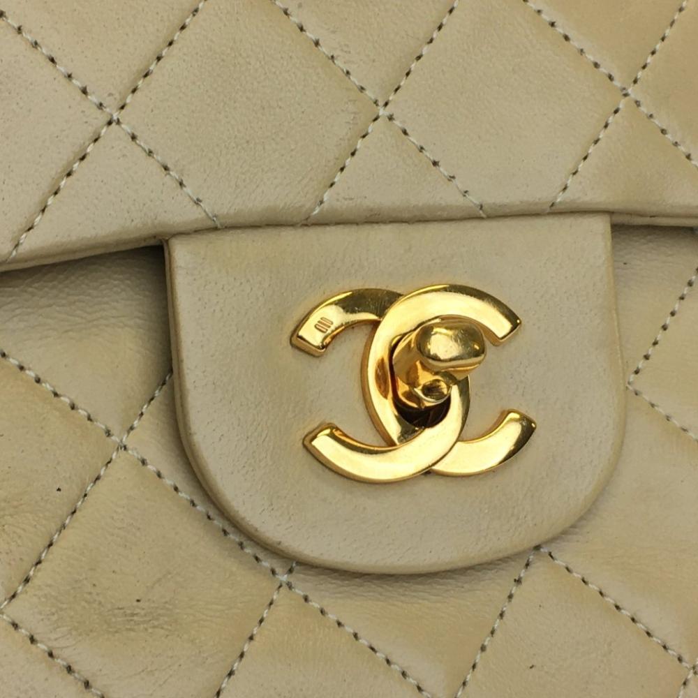 Beige Leather Chanel Flap Bag