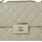 Beige Leather Chanel Shoulder Bag