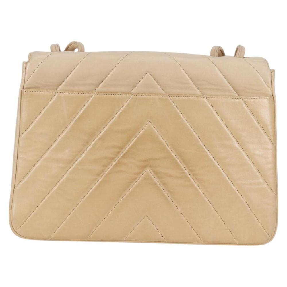 Beige Leather Chanel Shoulder Bag