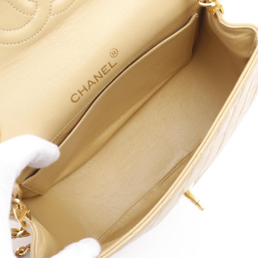 Beige Leather Chanel Shoulder Bag