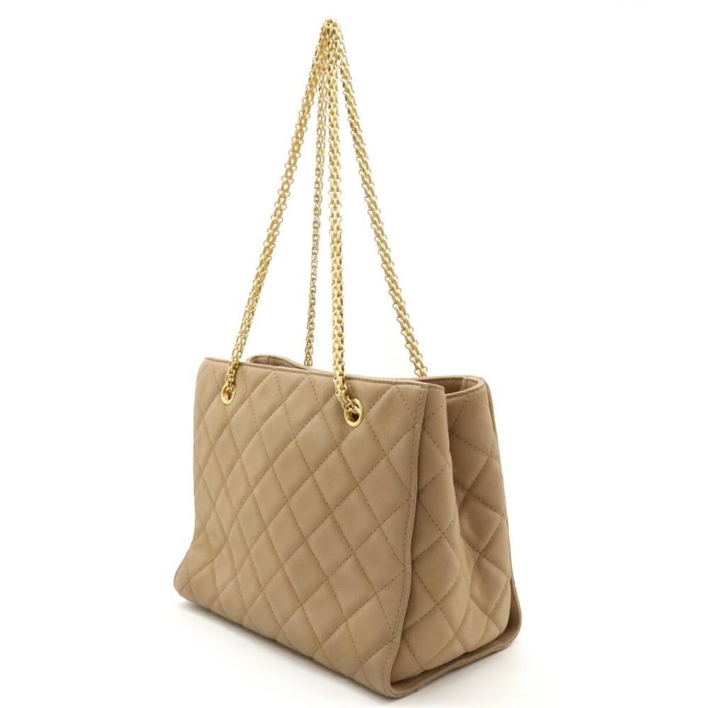 Beige Leather Chanel Shoulder Bag