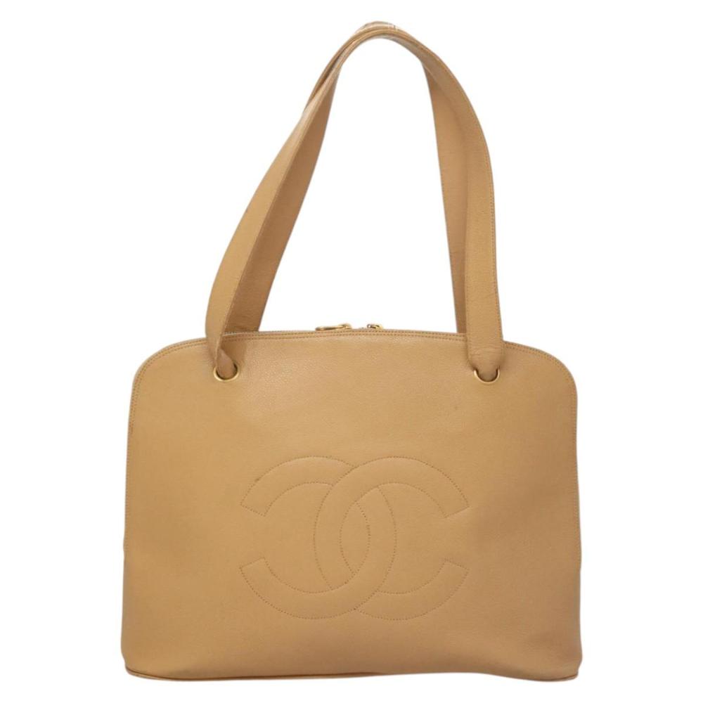 Beige Leather Chanel Shoulder Bag