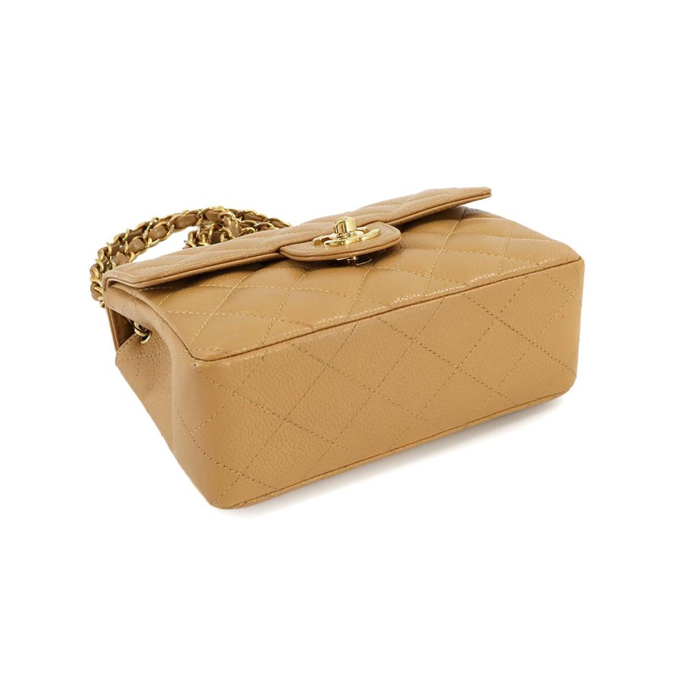 Beige Leather Chanel Shoulder Bag