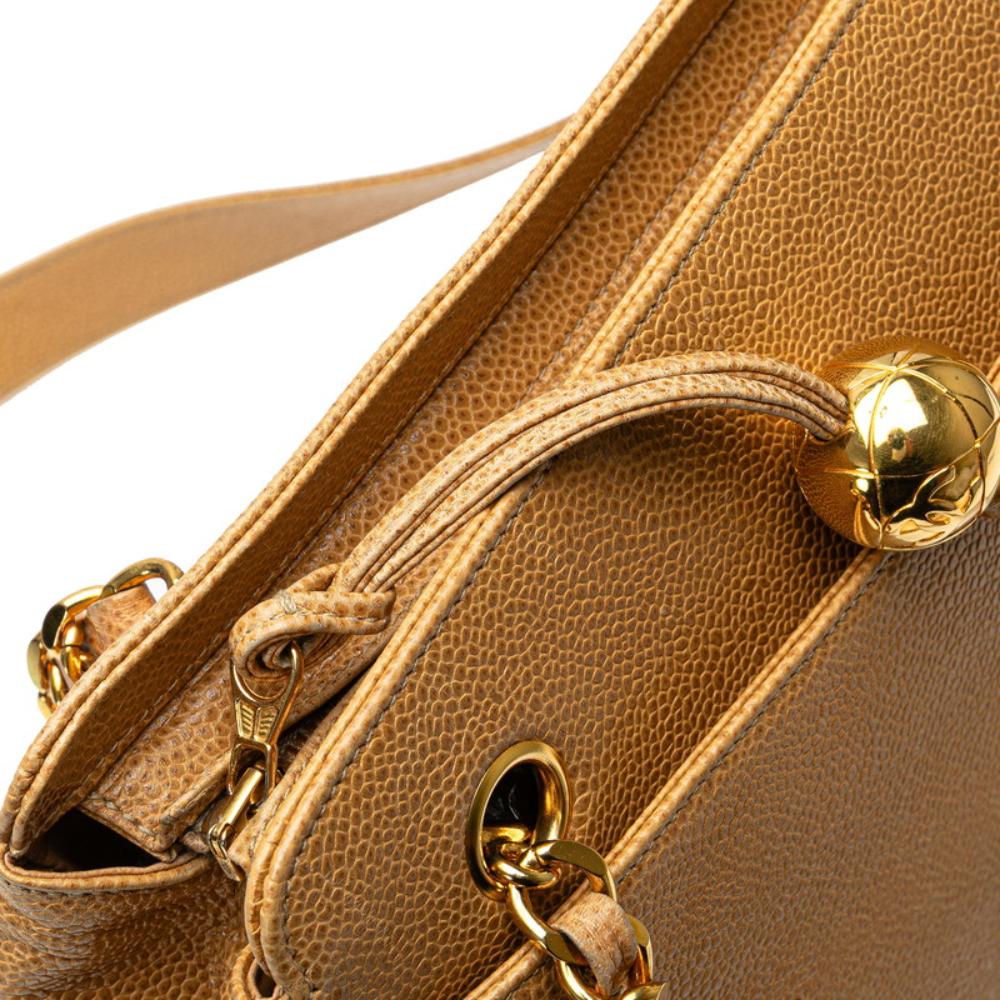 Beige Leather Chanel Shoulder Bag