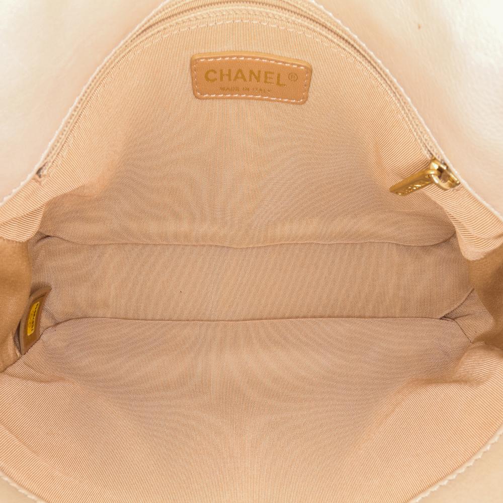 Beige Leather Chanel Flap Bag