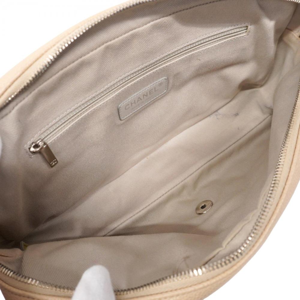 Beige Leather Chanel Shoulder Bag