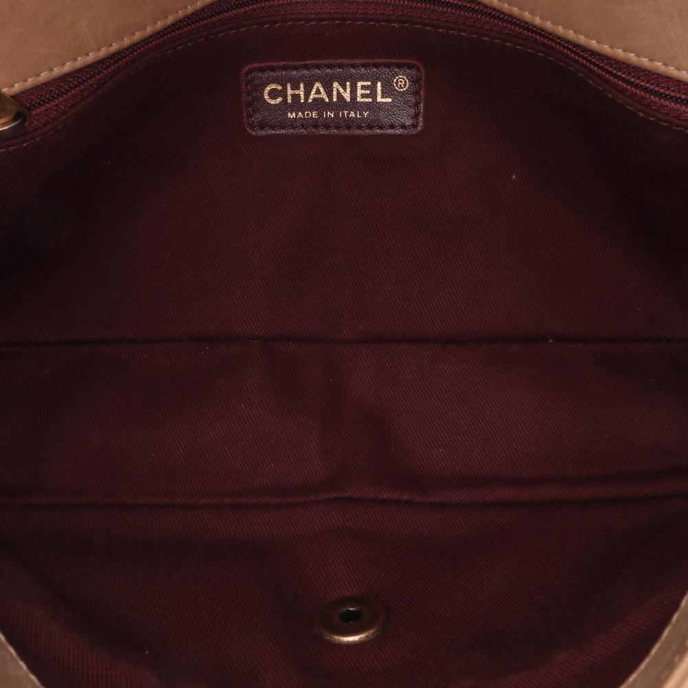 Beige Leather Chanel Flap Bag