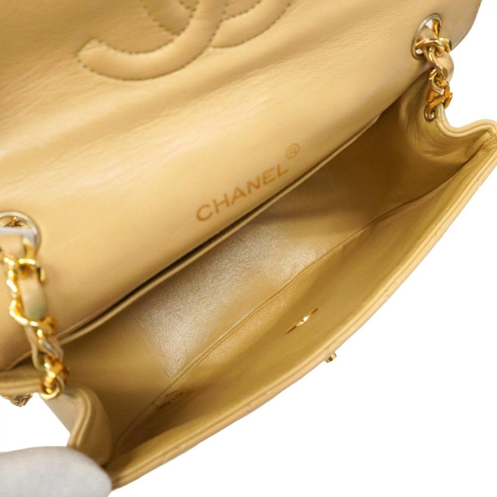 Beige Leather Chanel Shoulder Bag