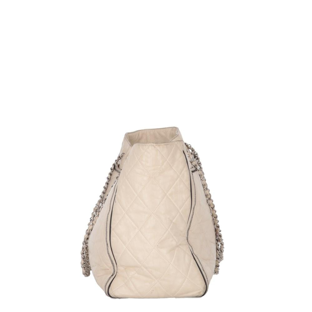 Beige Leather Chanel Shoulder Bag