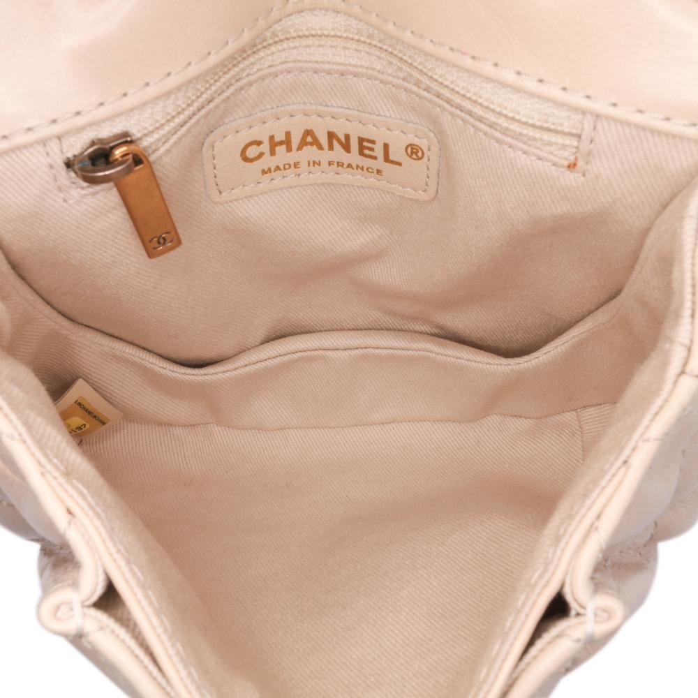 Beige Leather Chanel Flap Bag