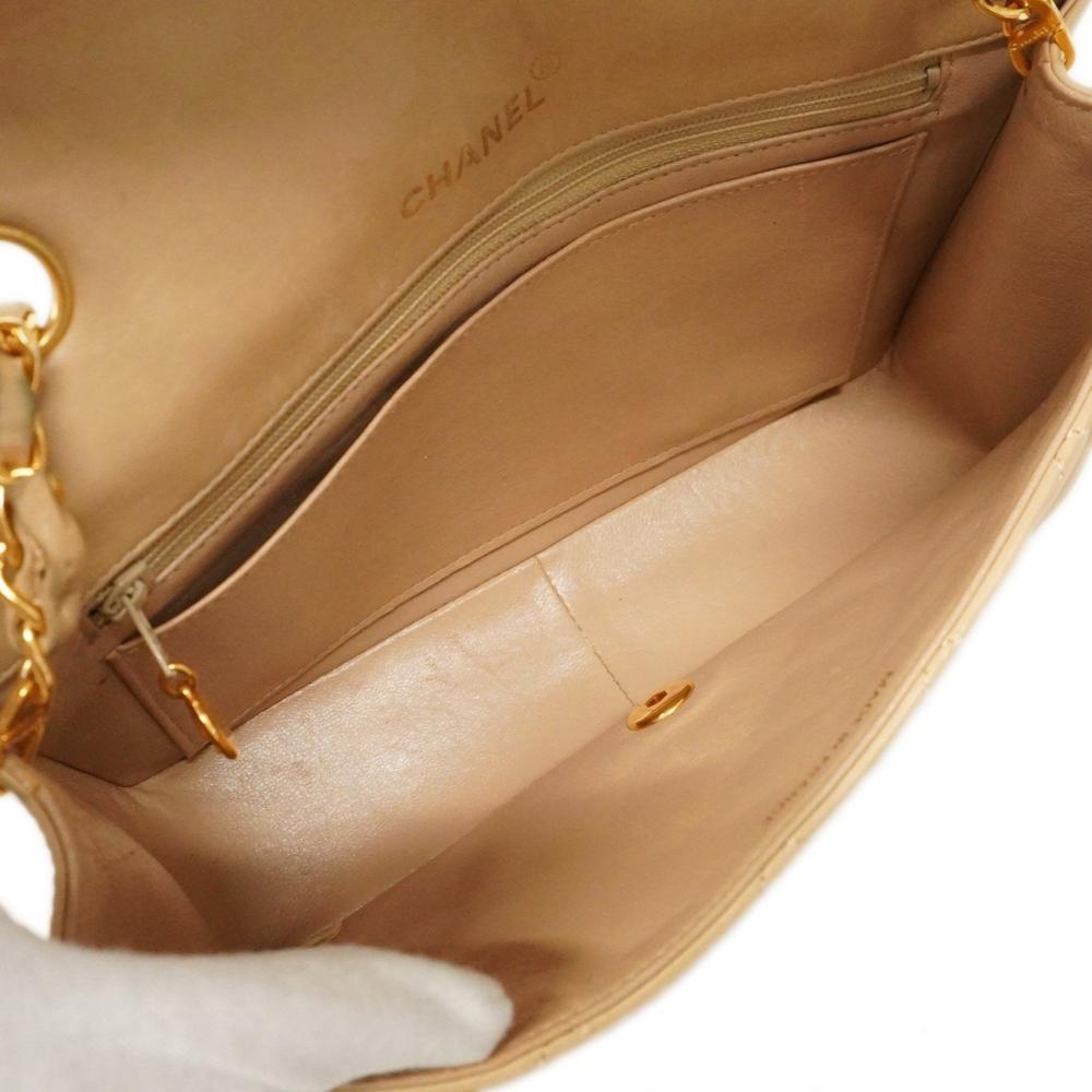 Beige Leather Chanel Shoulder Bag
