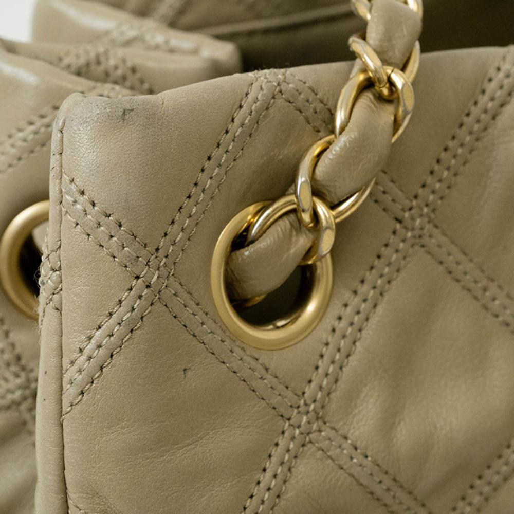 Beige Leather Chanel Shoulder Bag