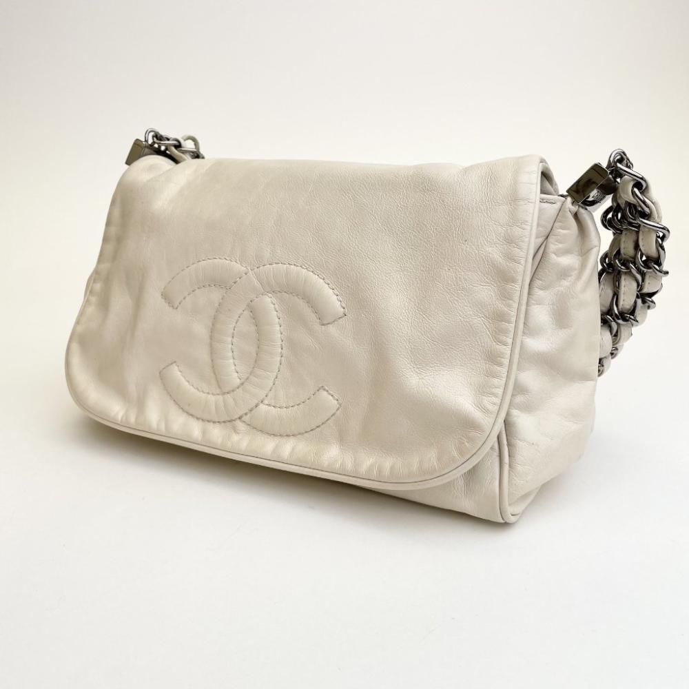Beige Leather Chanel Flap Bag