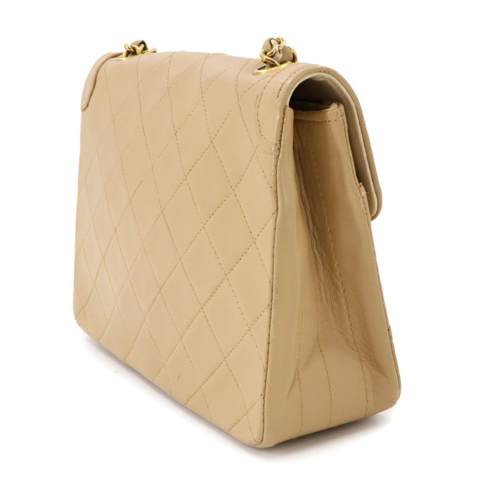 Beige Leather Chanel Shoulder Bag