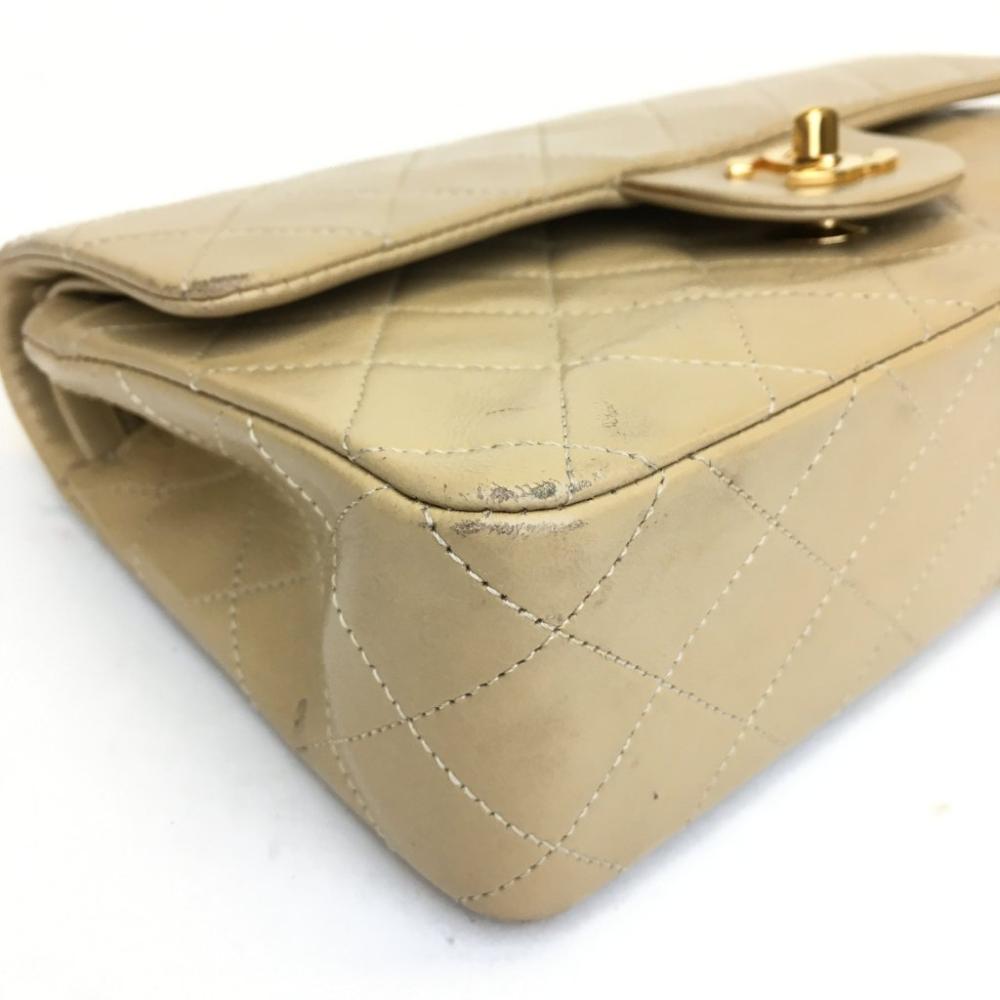 Beige Leather Chanel Flap Bag