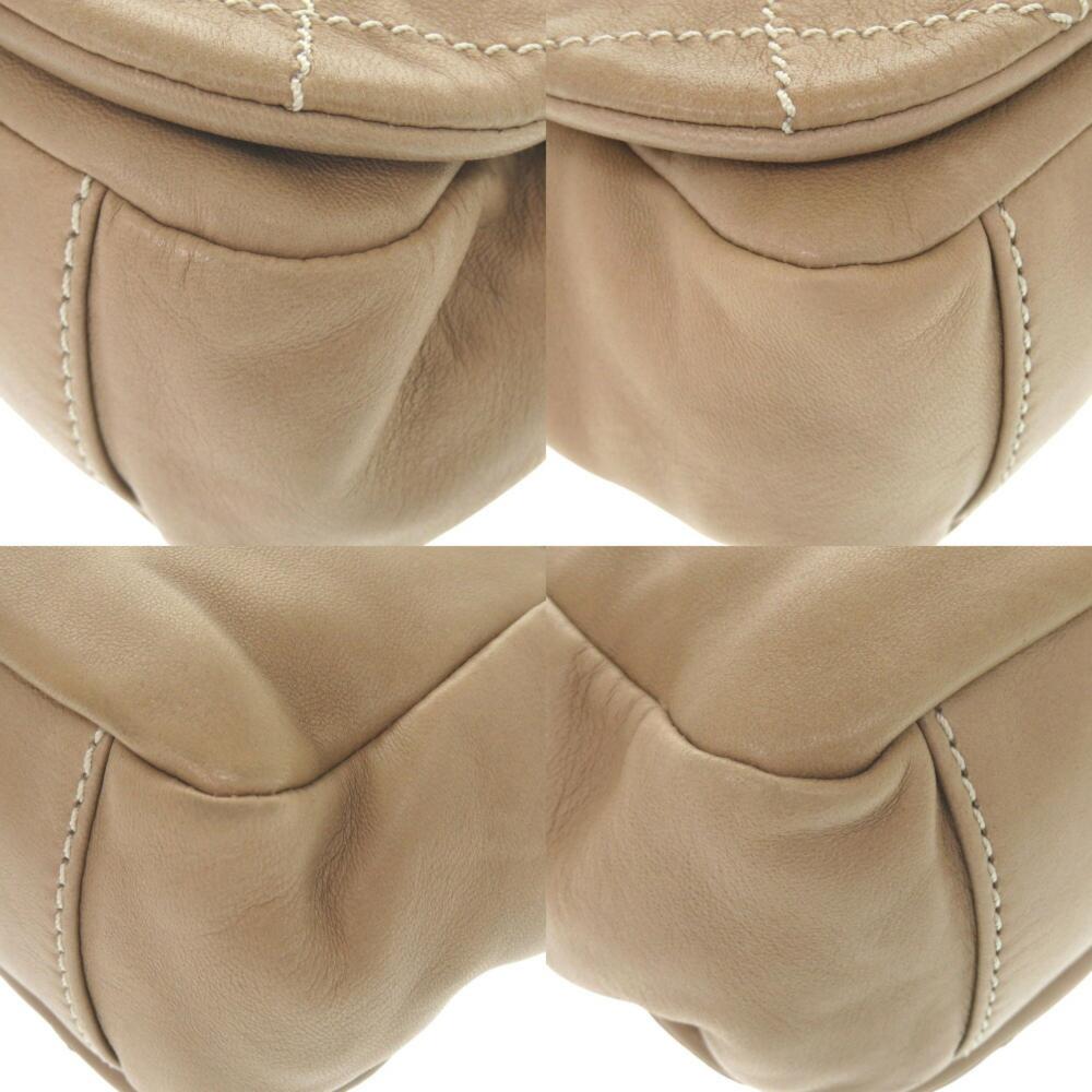 Beige Leather Chanel Shoulder Bag