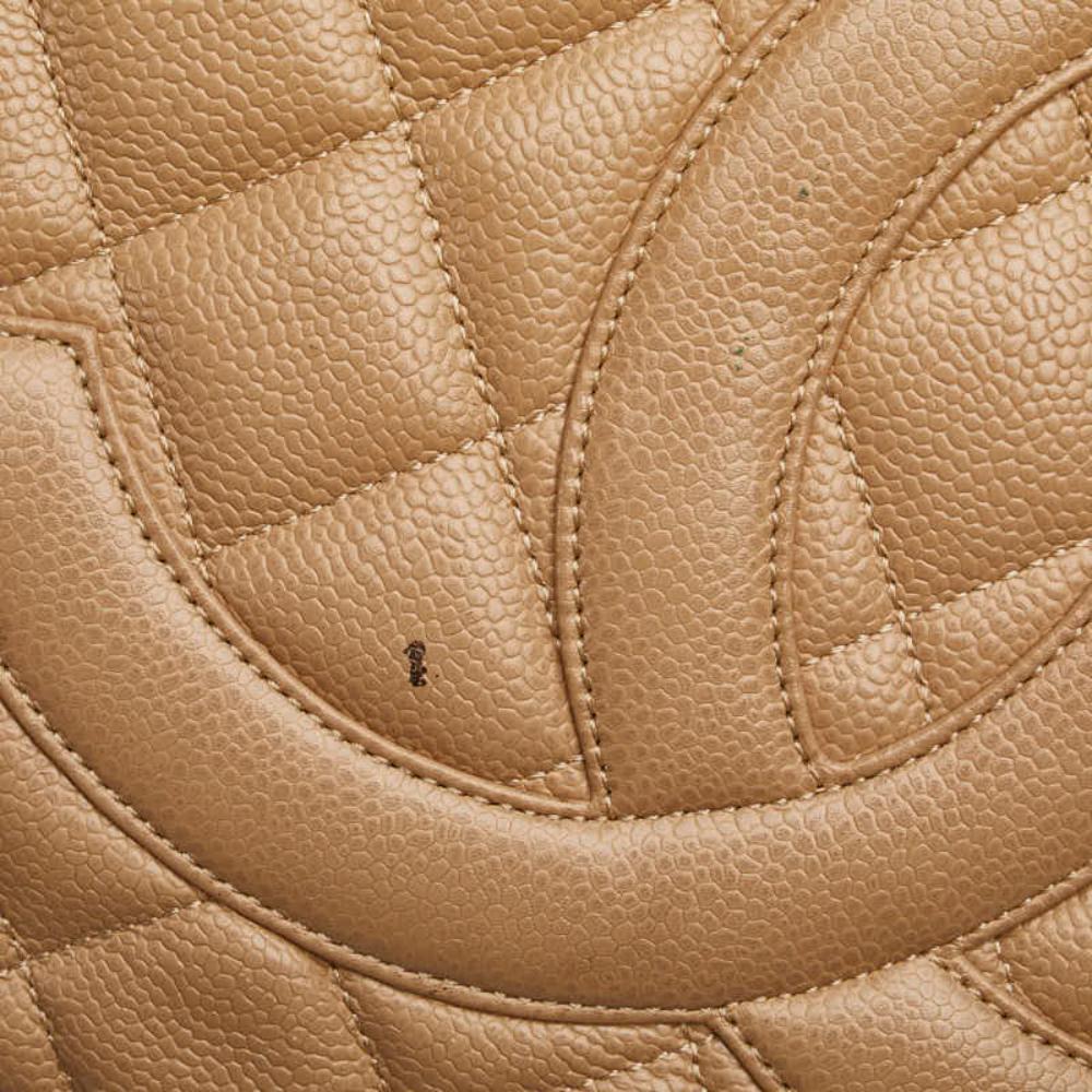 Beige Leather Chanel Tote