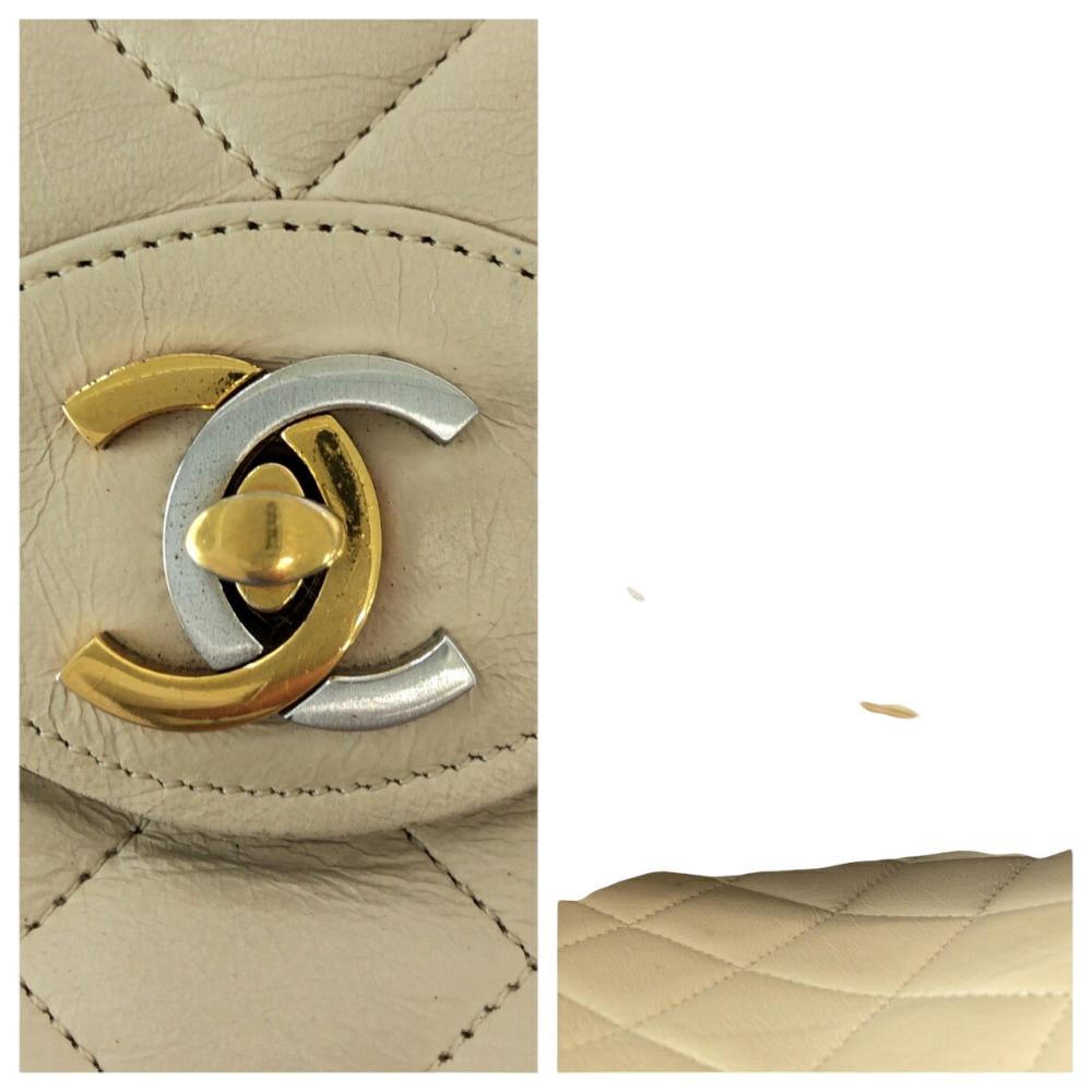 Beige Leather Chanel Flap Bag