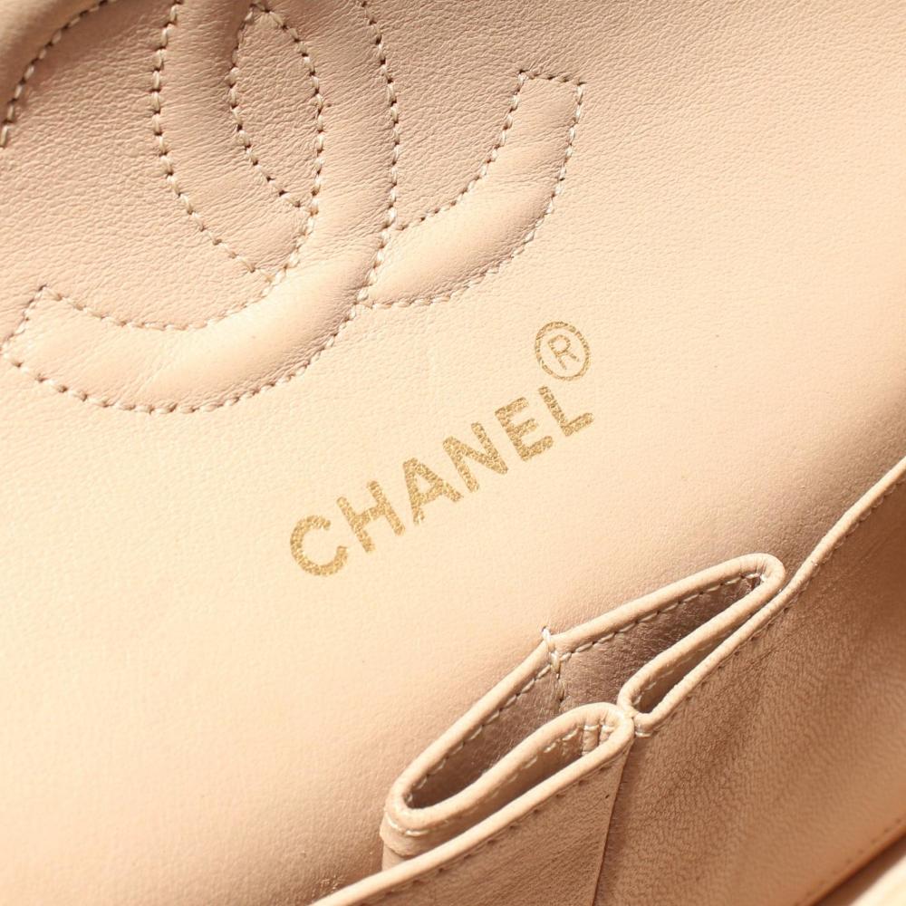 Beige Leather Chanel Flap Bag