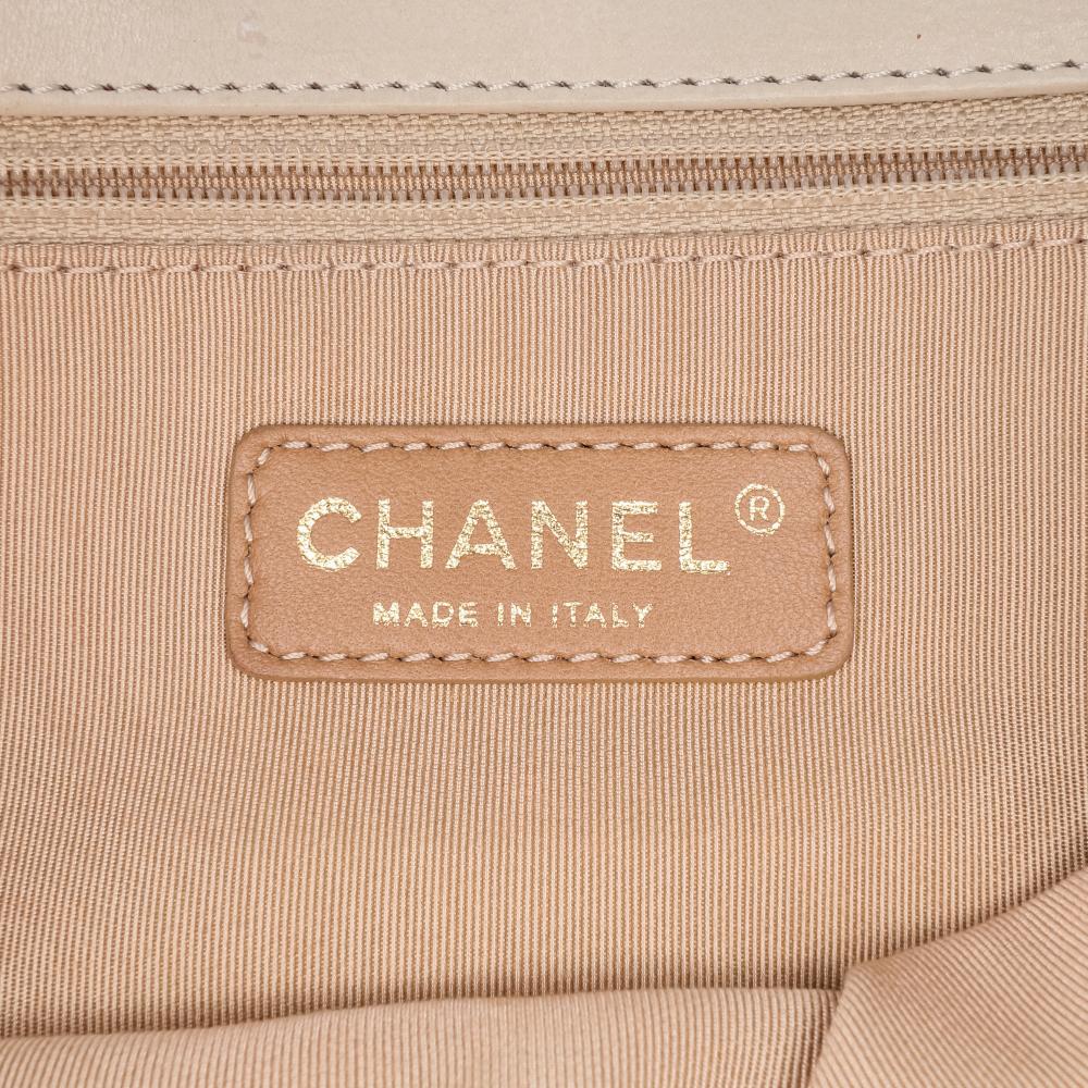 Beige Leather Chanel Flap Bag