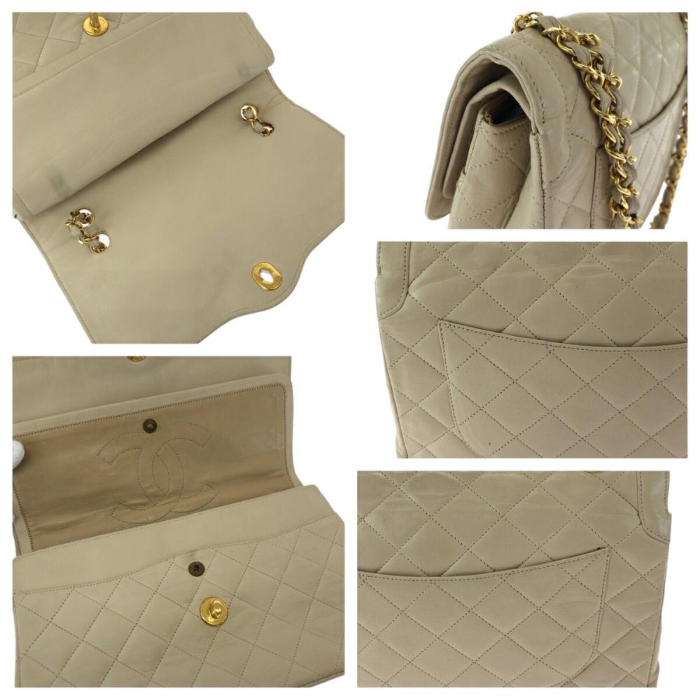 Beige Leather Chanel Flap Bag