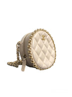 Beige Leather Chanel Crossbody Bag